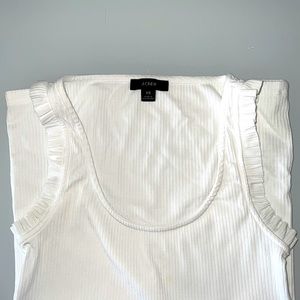 J. Crew - Ruffled Ribbed Tank - Size XS White